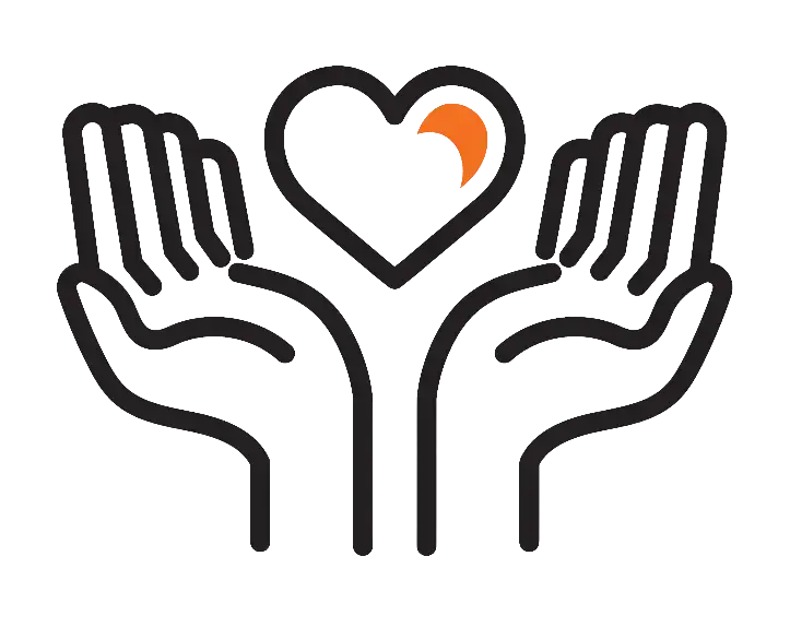 Icono de una manos sujetando en medio un corazón.