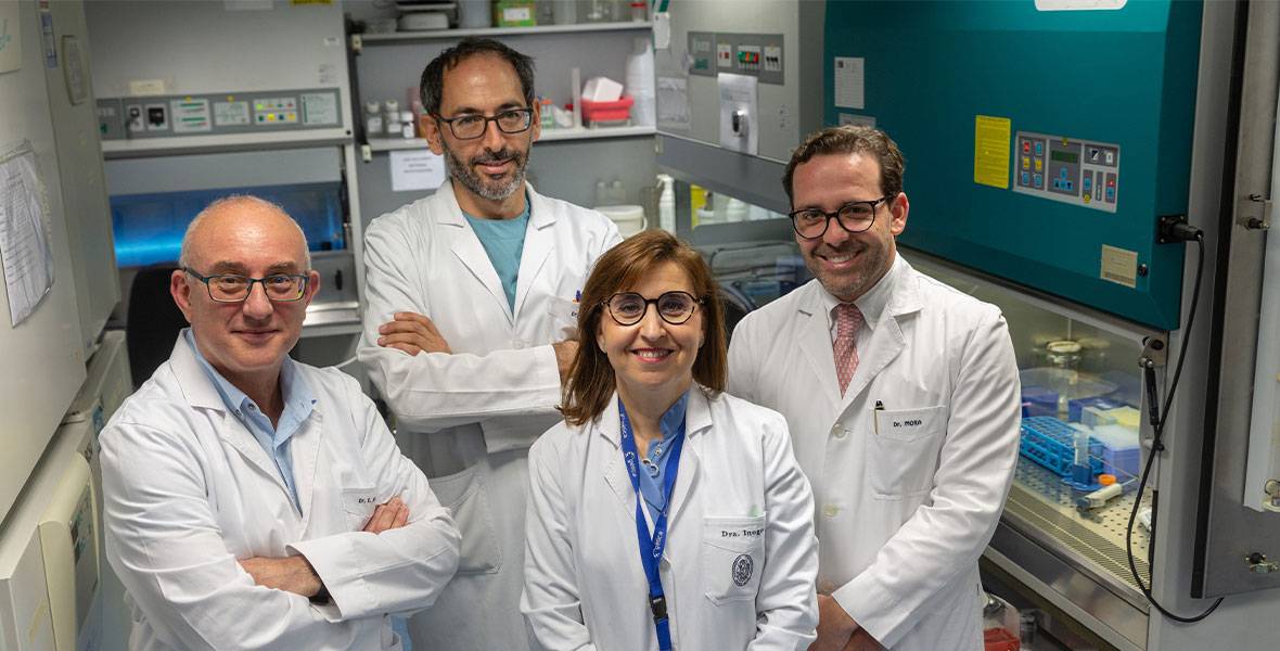 El Dr. Andreu, el Dr. Ornilla, la Dra. Inoges y el Dr. Mora Imagen del Dr. Enrique Arneu, del Dr. Enrique Ornilla, de la Dra. Susana Inogés y del Dr. José María Mora para ilustrar una noticia sobre un proyecto de investigación para combatir el lupus con células CART