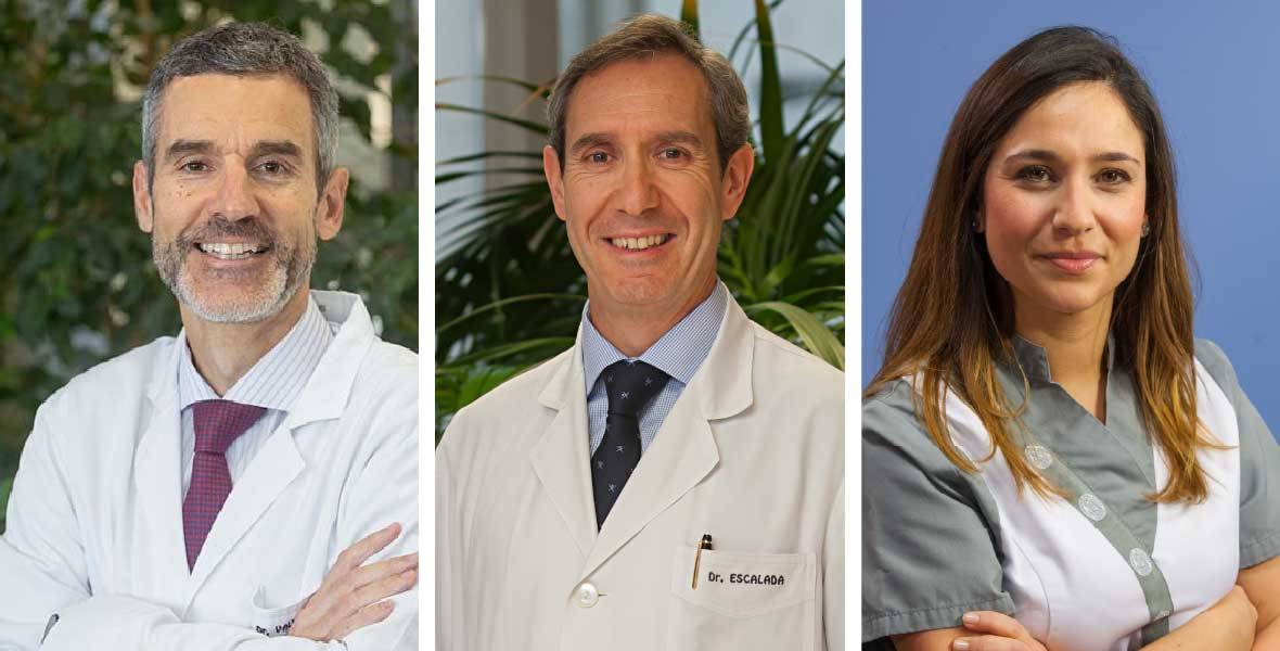 El Dr. Valentí, el Dr. Escalada y la Dra. Elena Martín del Área de Obesidad Imagen del Dr. Valentí, del Dr. Javier Escalada y de la enfermera Elena Martín, del Área de Obesidad