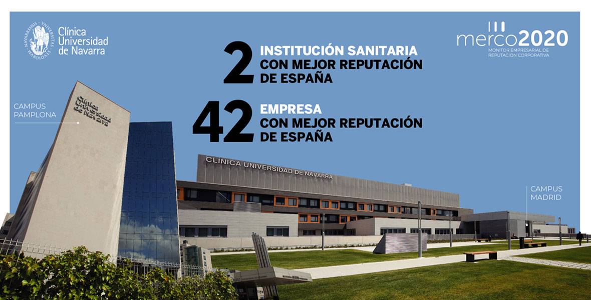 merco-reputacion-empresas-2020 Imagen de la Clínica Universidad de Navarra, en la posición 42 entre las 100 empresas con mejor reputación de España.
