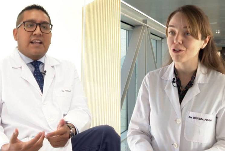 Imagen de dos especialistas de Endocrinología y Nutrición de la Clínica Universidad de Navarra atendiendo a Ondacero y Antena 3.