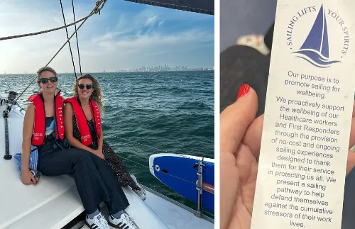 Ruth Arias, residente de Psiquiatría, de paseo en un catamarán durante su rotación en Australia