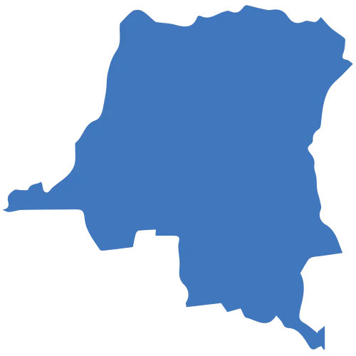Imagen de la silueta en azul del mapa de la R. D. del Congo.