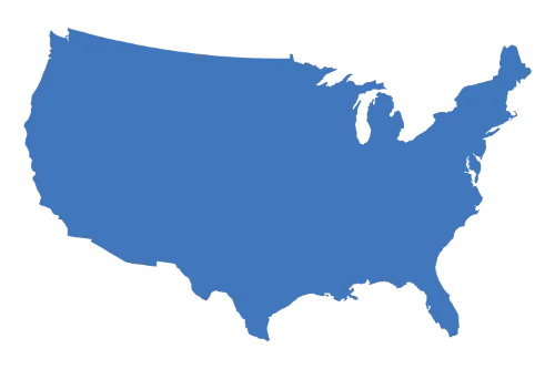 Imagen del mapa de EE.UU. silueteado en azul.