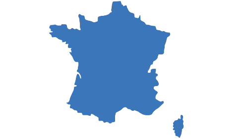 Silueta azul del mapa de Francia.