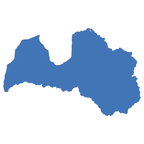 Silueta azul del mapa de Letonia.
