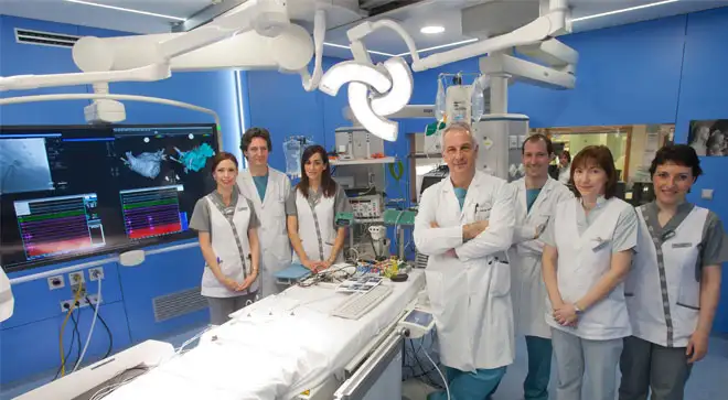 Unidad de Arritmias. Cristina Díaz, Pablo Ramos, Graciela López, José Ignacio García Bolao, Gabriel Ballesteros, Encarna Echarte y Ellen Janiashvili.