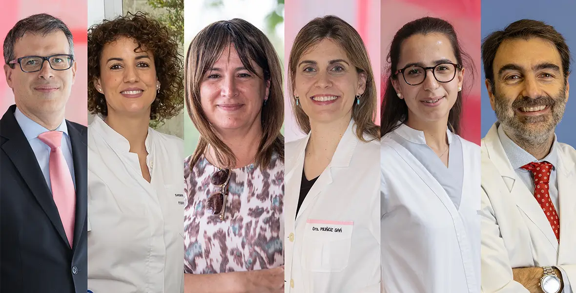 De izquierda a derecha, los profesionales reconocidos en la segunda edición del Reconocimiento Experiencia del Paciente: Félix Astillero González del Campo, Sandra Iturralde Esteban, Marian Jurado López, Laura Muñoz Sáa, Beatriz Ruiz Pedraza y Álvaro Ruiz Zambrana. 