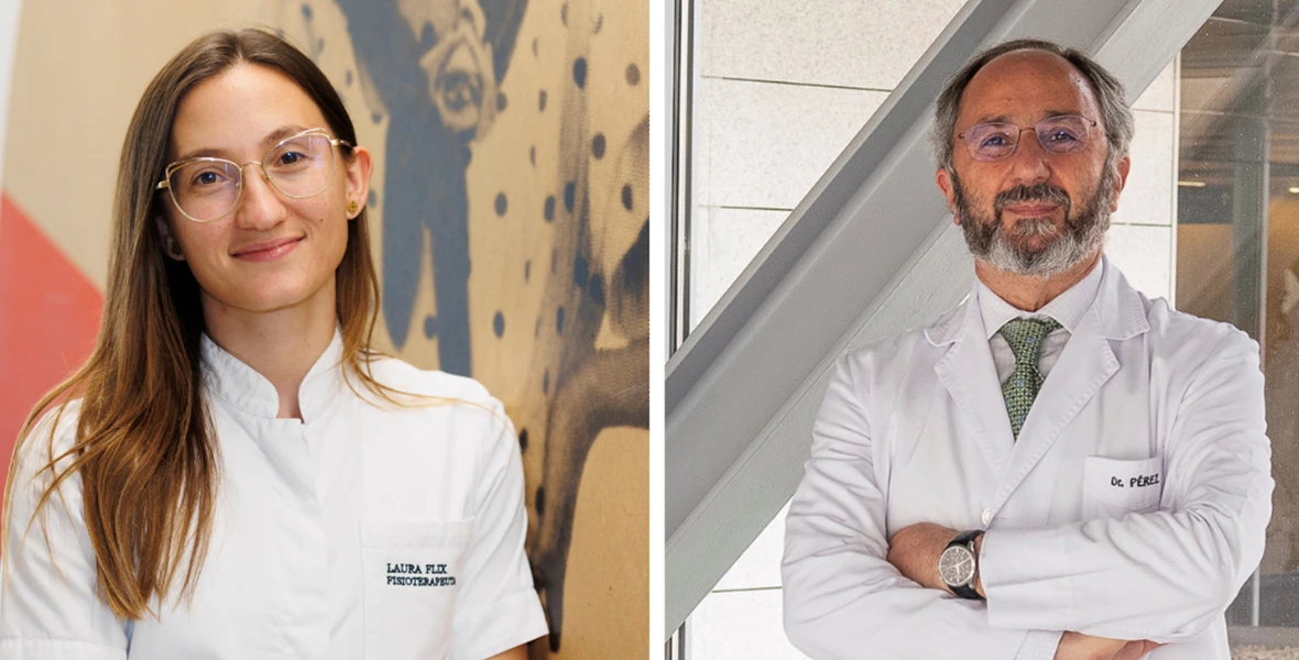 Protocolo de rehabilitación vestibular para trastornos del movimiento. Clínica Universidad de Navarra Imagen de Laura Flix, fisioterapeuta, y el Dr. Nicolás Pérez, experto en diagnóstico y tratamiento de trastornos del equilibrio. Clínica Universidad de Navarra
