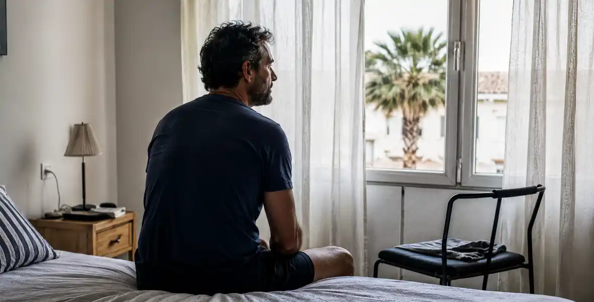 Imagen de un hombre que no puede dormir para ilustrar los problemas de sueño debido al calor en verano que analizan los especialistas de la Clínica Universidad de Navarra.