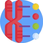 Icono Genes. Clínica Universidad de Navarra Imagen icono redondo color de un cromosoma con genes