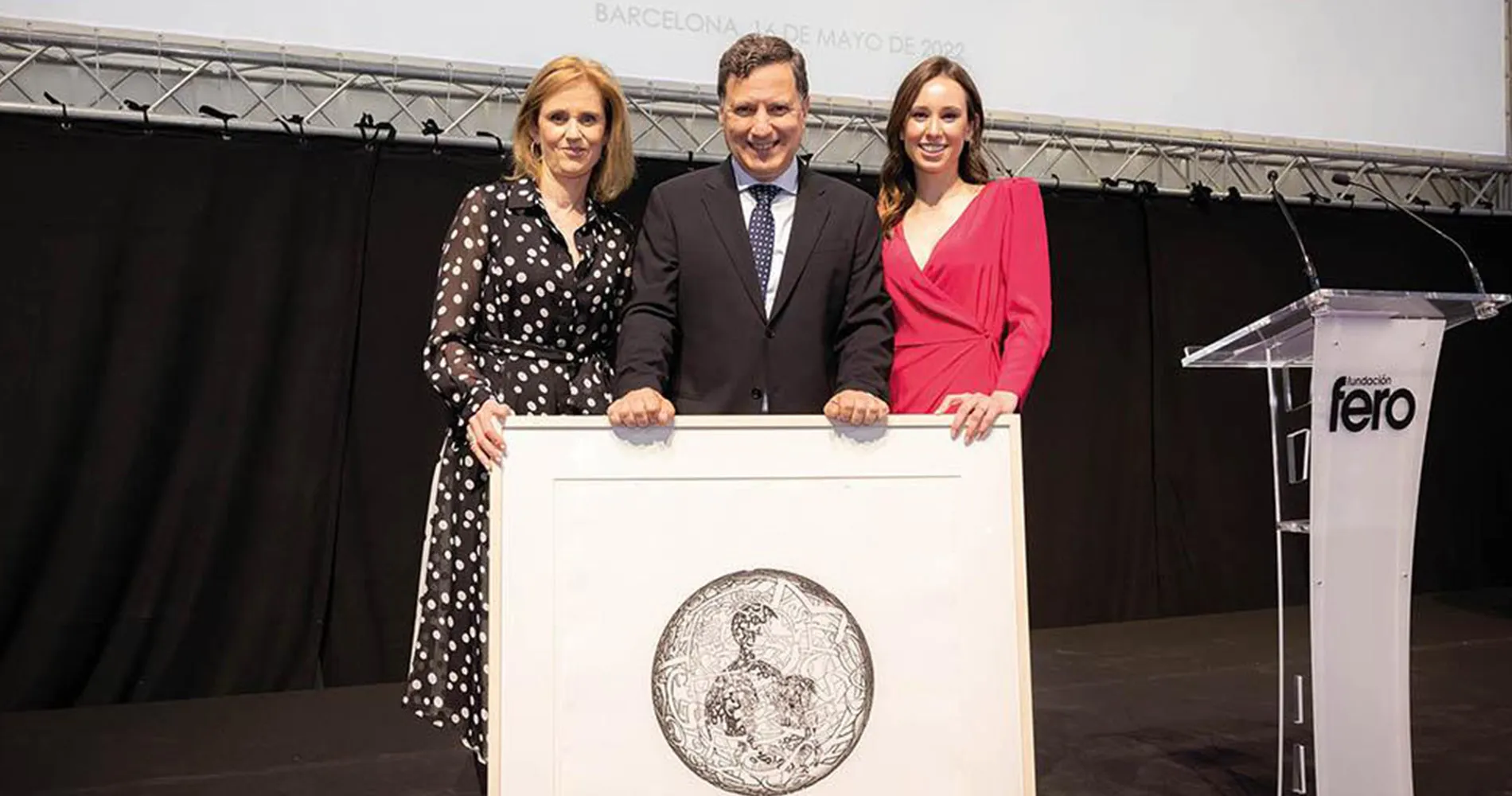Beca Baselga- Dr. Melero. CUN Imagen del Dr. Melero junto a Silvia Garriga y Clara Baselga, viuda e hija del Dr. Baselga.